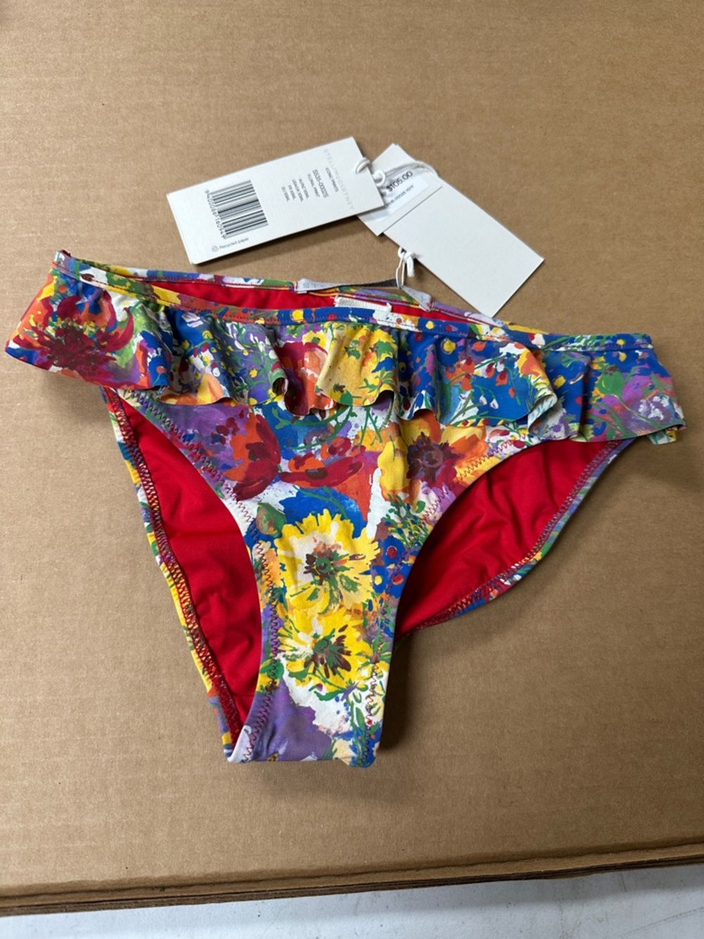 /#468, Size XS, Trina Turk Multicolor Floral Ruffle Bikini Bottoms